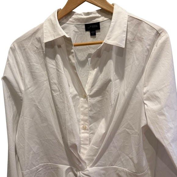 J Jill womens white long-sleeve shirt cinched front Size LT business casual - Picture 3 of 10